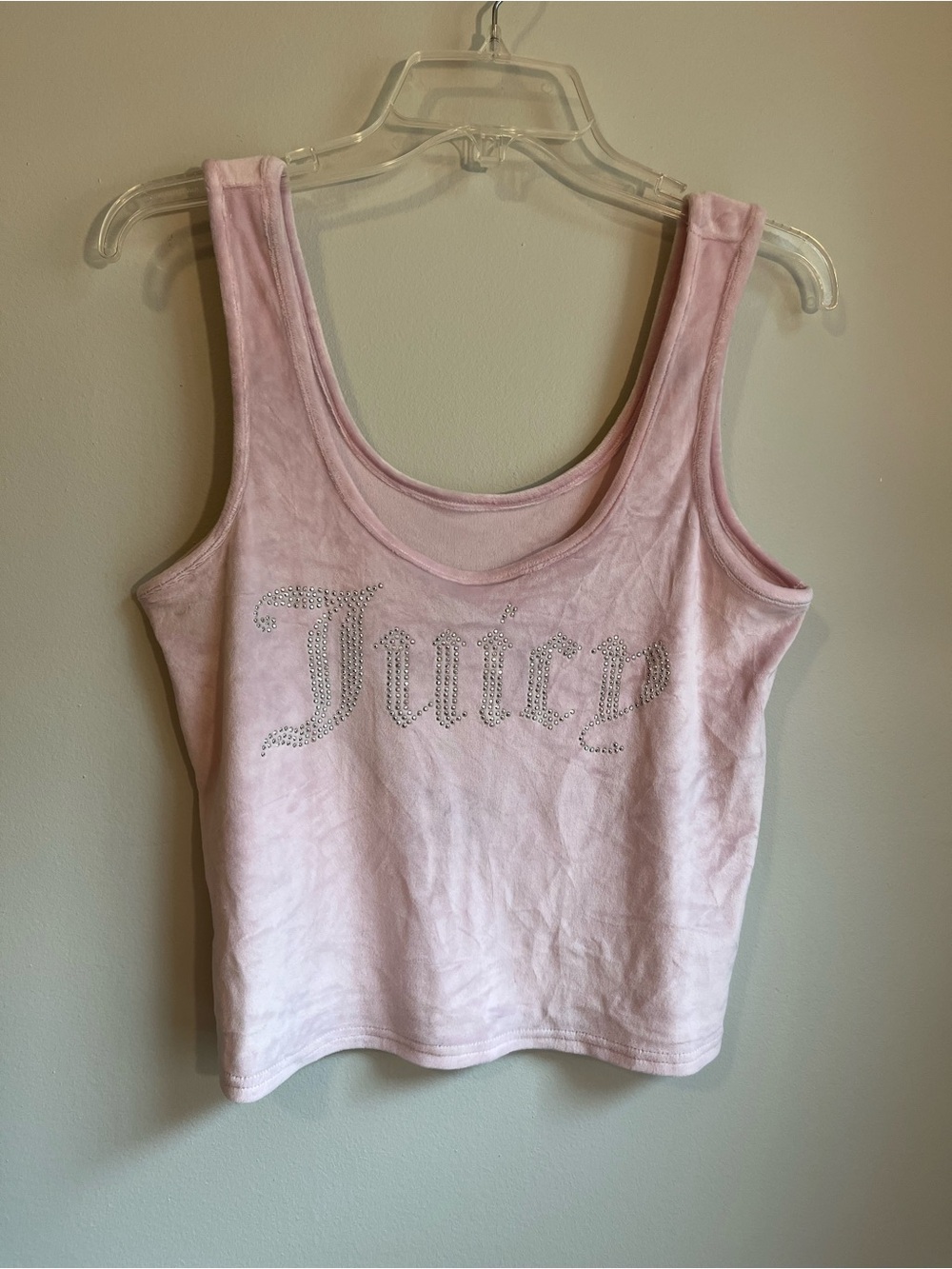 JUICY COUTURE Pink Velour Rhinestone Logo Sleeveless Top